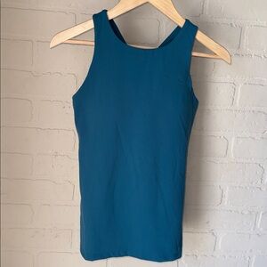 CRZ YOGA Teal Workout Tank Top small padded shelf bra NEW stretch